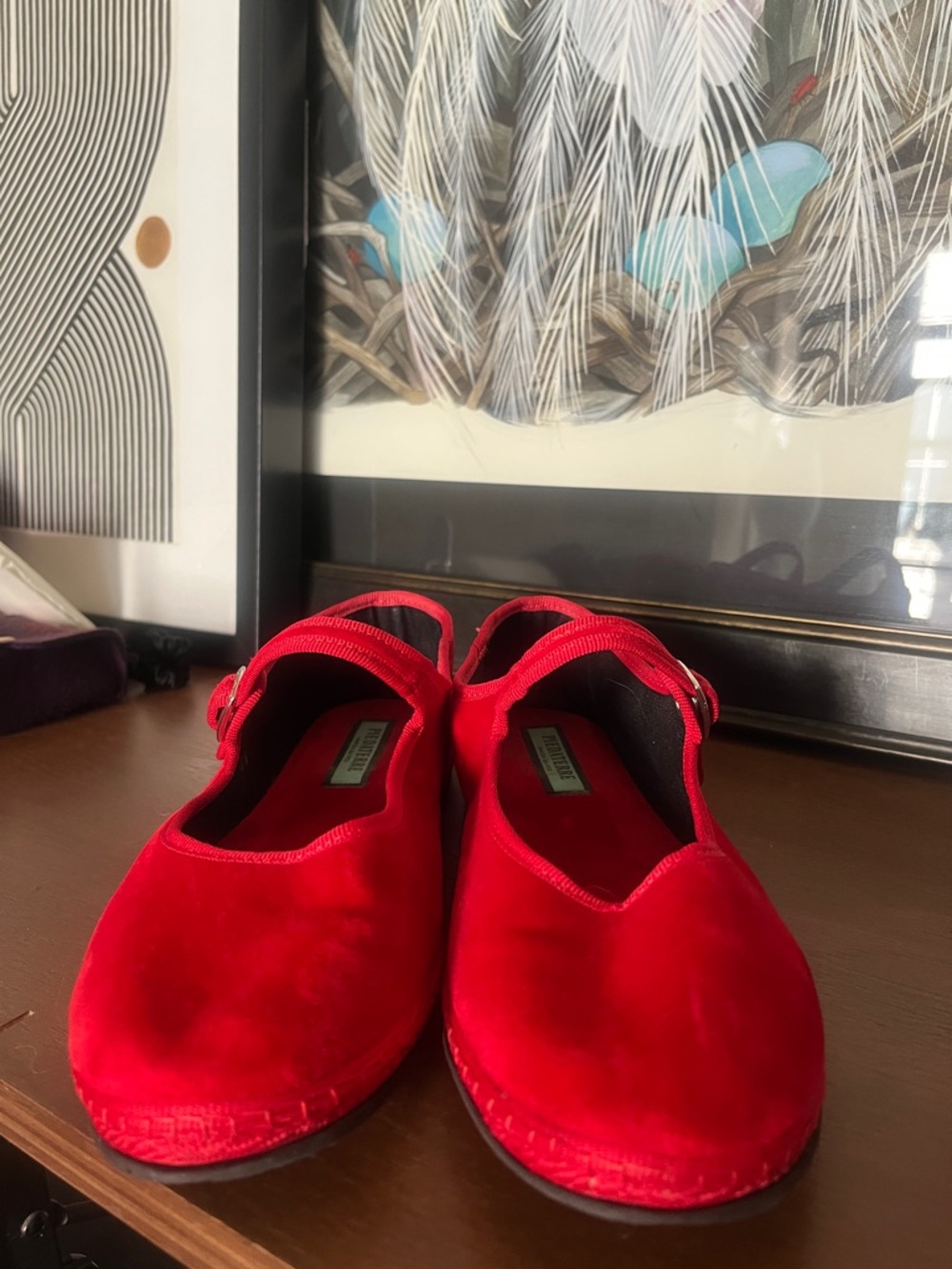 Red Velvet Mary Jane Flats - Brand